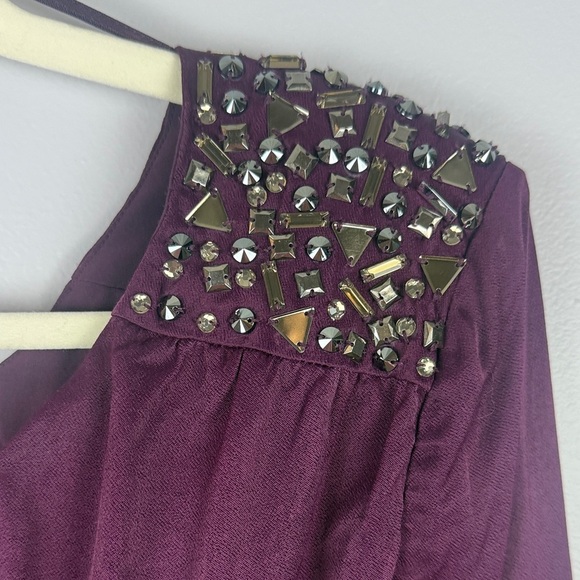 Aidan by Aidan Mattox Purple Asymmetrical Pleated Midi Dress Size 0 - Picture 4 of 15